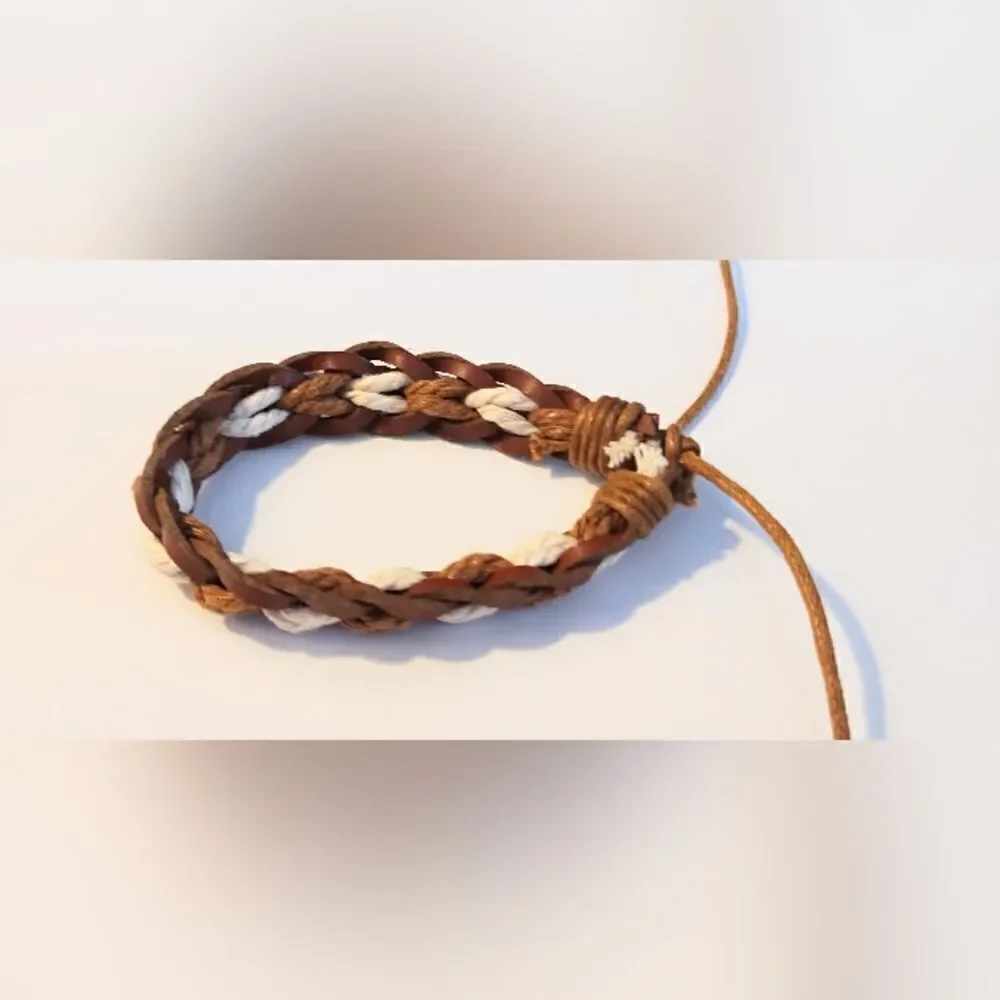 Bracelet men's‎ leather braided brown new d63